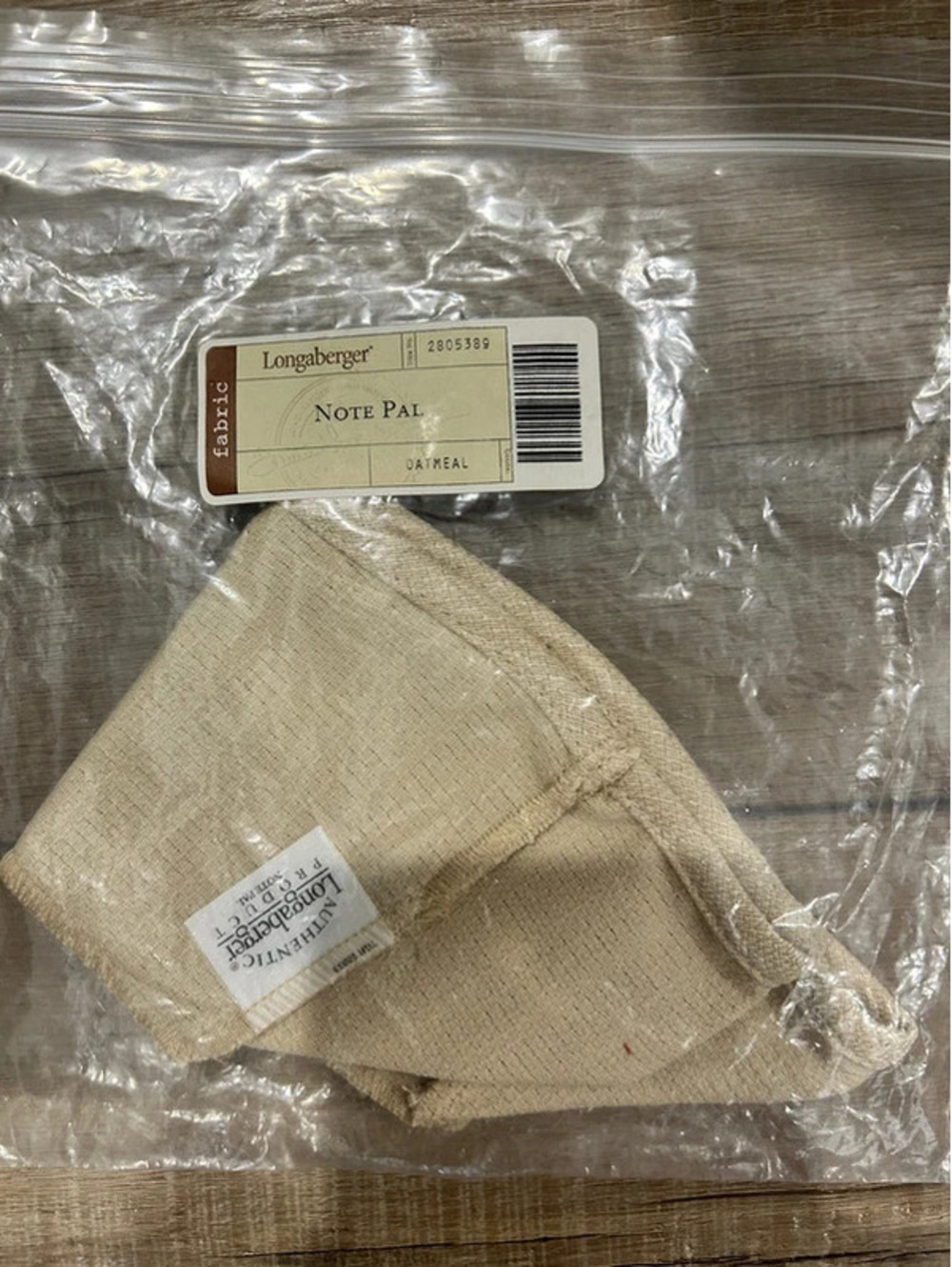 Longaberger note pal basket liner oatmeal
